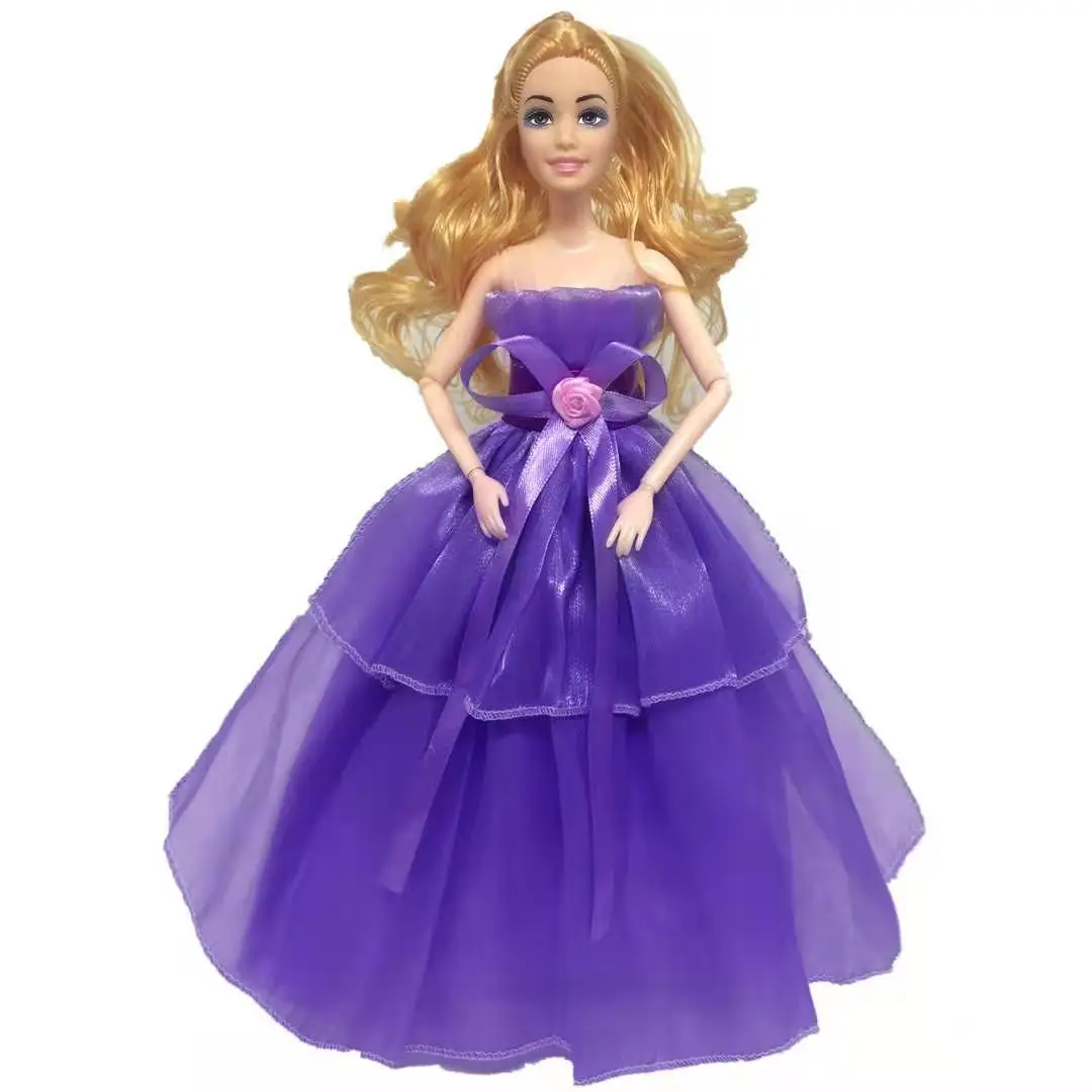 

11.5" Doll Clothes Purple Chiffon Bowknot Princess Wedding Dress for Barbie Clothes Party Gown Vestido 1/6 BJD Dolls Accessories