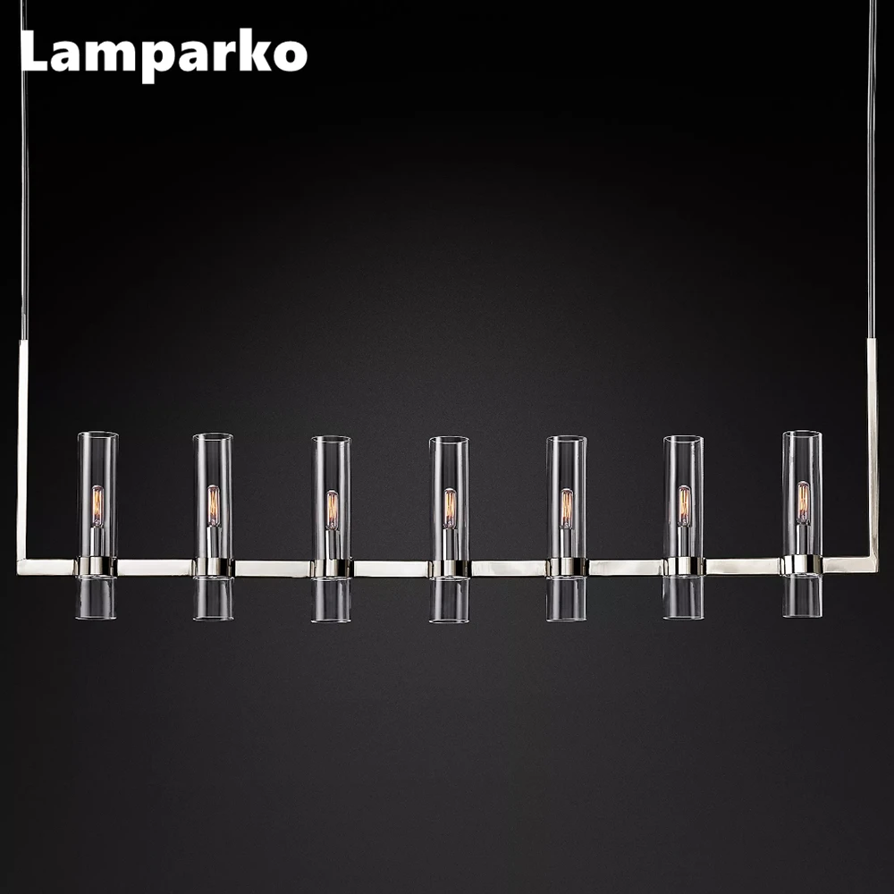 

Ravelle Linear Chandelier LED Luxury Cylinder Glass Ceiling Chandelier Lamp Home Decor Dining Room Clear Hanging Lustre Lighting