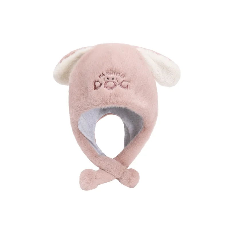 

Korean Cute Little Rabbit Baby Hooded Fur Ball with Ear Protection Plush Warm Children's Winter Hats Baby Photography Props