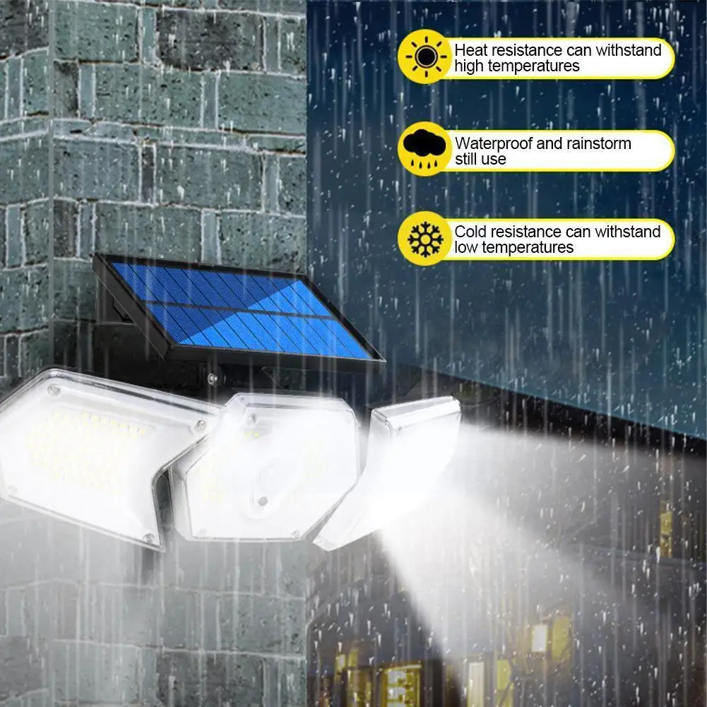 

Наружный водонепроницаемый трехсторонний садовый индукционный светильник на солнечной батарее, настенный светильник на солнечной батаре...