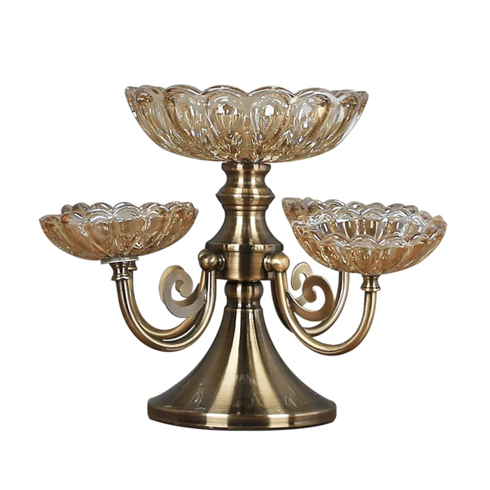 Винтажный двухярусный стеклянный сервировочный поднос декоративная