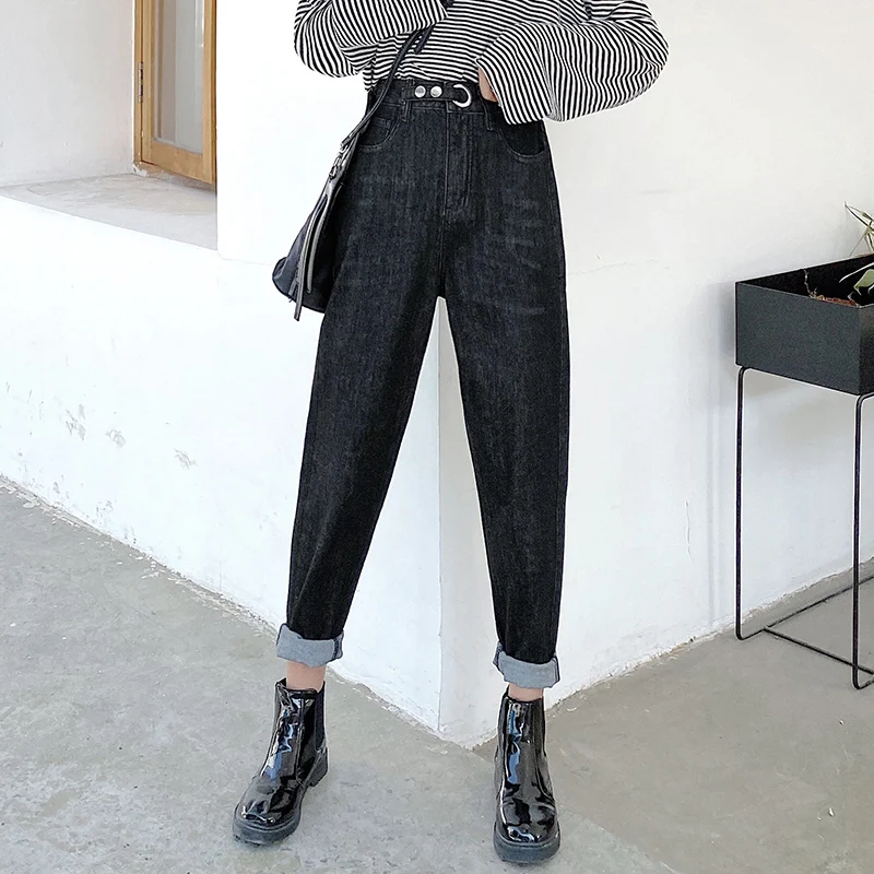 Женские джинсы с талией в стиле ретро джинсовые брюки-шаровары для повседневной