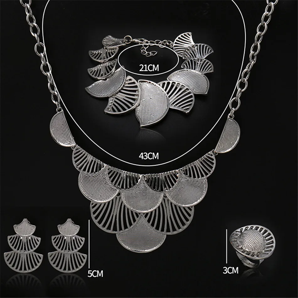 

Fani Fashion Wedding Woman Bridal Costume Jewelry Set Dubai Gold Mysterious Charming Necklace earrings bracelet ring Jewelry set