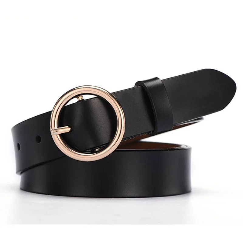 

Leather Belts for Women Fashion Jeans Classic Retro Simple Round Buckle Female Pin New Denim Dress Sword Goth Luxury Punk Gothic