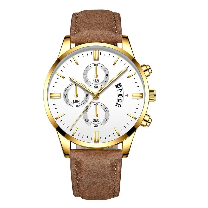 

Men's Watch Top Brand Luxury Men's Fashion Business Quartz Watch Men's Casual Leather Strap Calendar watch for women