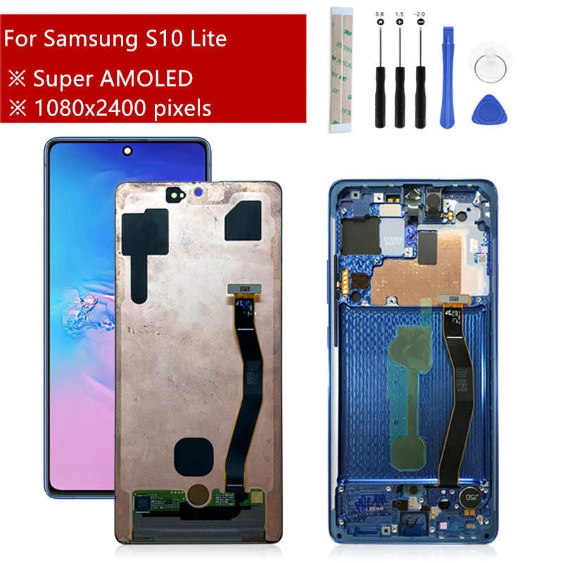 

AMOLED For Samsung S10 lite LCD Display Touch Screen Digitizer Assembly Wtih Frame SM-G770F/DS SM-G770F LCD Replacment Parts