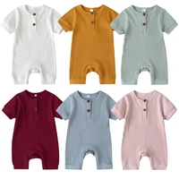 0 18m baby summer high quality clothing infant newborn baby solid romper short sleeve jumpsuits solid playsuits casual outfits