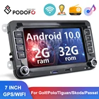 Автомагнитола Podofo, 2 din, Android 10,0, GPS, Wi-Fi, мультимедийный плеер для SkodaOctaviaGolfPoloTiguanPassatb7b6SEAT