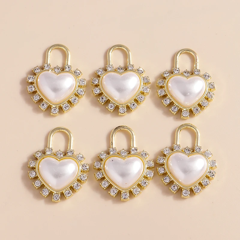 4 шт. Элегантные Кристаллы Любовь Имитация жемчуга сердца Подвески для сережек