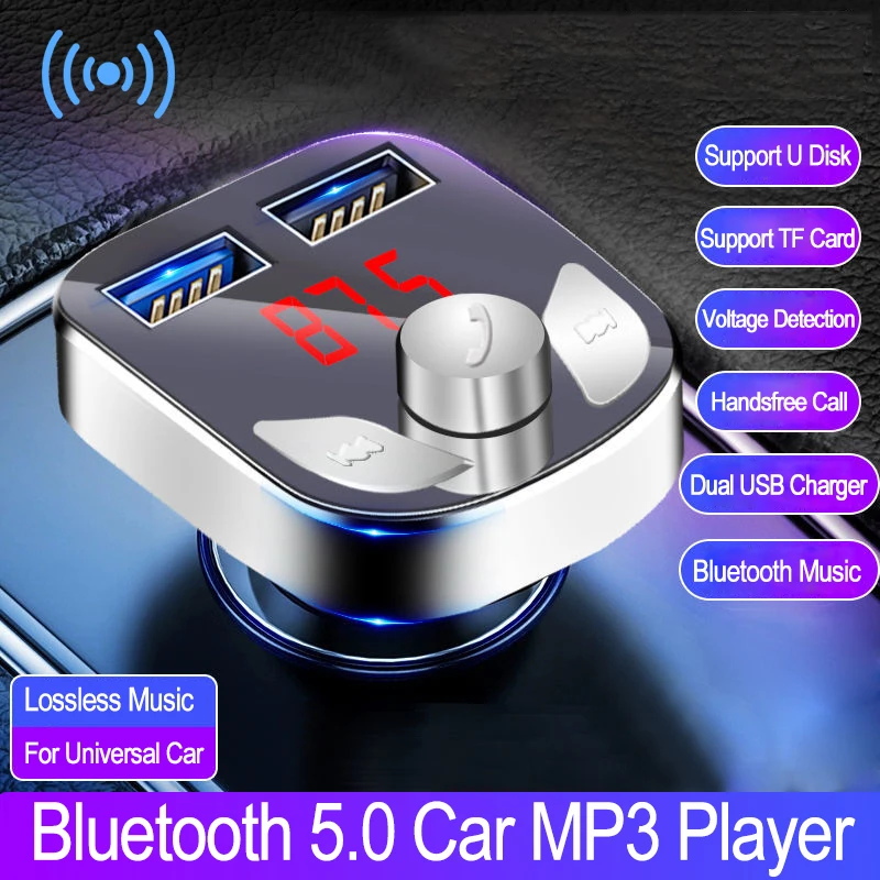 

JINSERTA Bluetooth 5,0 Handsfree FM передатчик двойное зарядное устройство USB Обнаружение напряжения Автомобильный Mp3 плеер без потерь качество музыкальны...