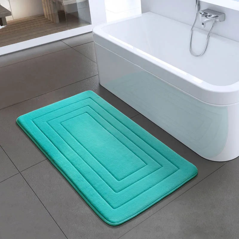 Blue Green Ванная комната ковролин Memory Foam коврик для ванной нескользящие водопоглощение 50*80 см носочные подстилка, напольный коврик ковер дверной коврик для ванной - Цвет: Blue Green