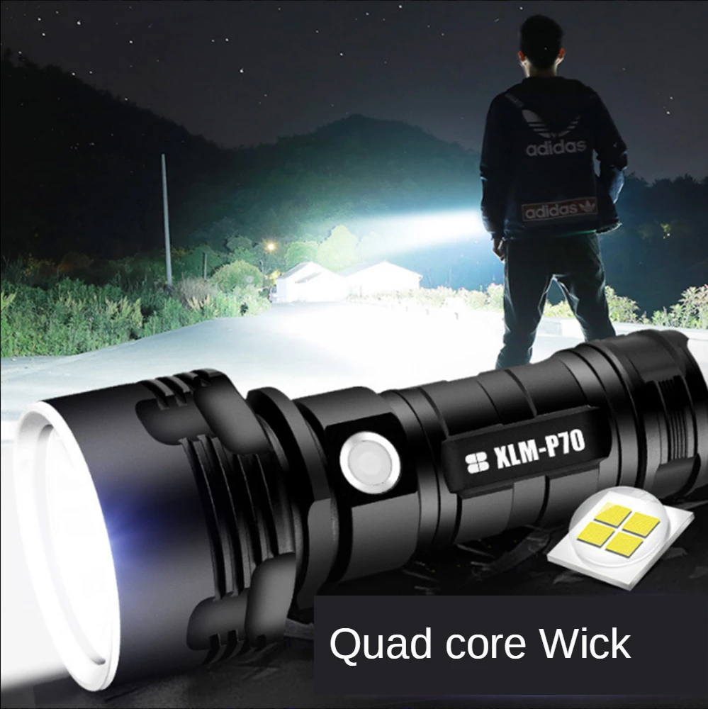 

Super Powerful LED Flashlight L2 XHP50 Tactical Torch USB Rechargeable Waterproof Lamp Ultra Bright Lantern Camping