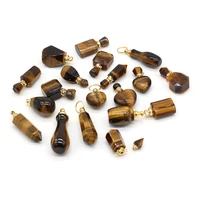 2021 new style natural stone perfume bottle pendant irregular tiger eye stone for jewelry making diy necklace accessory