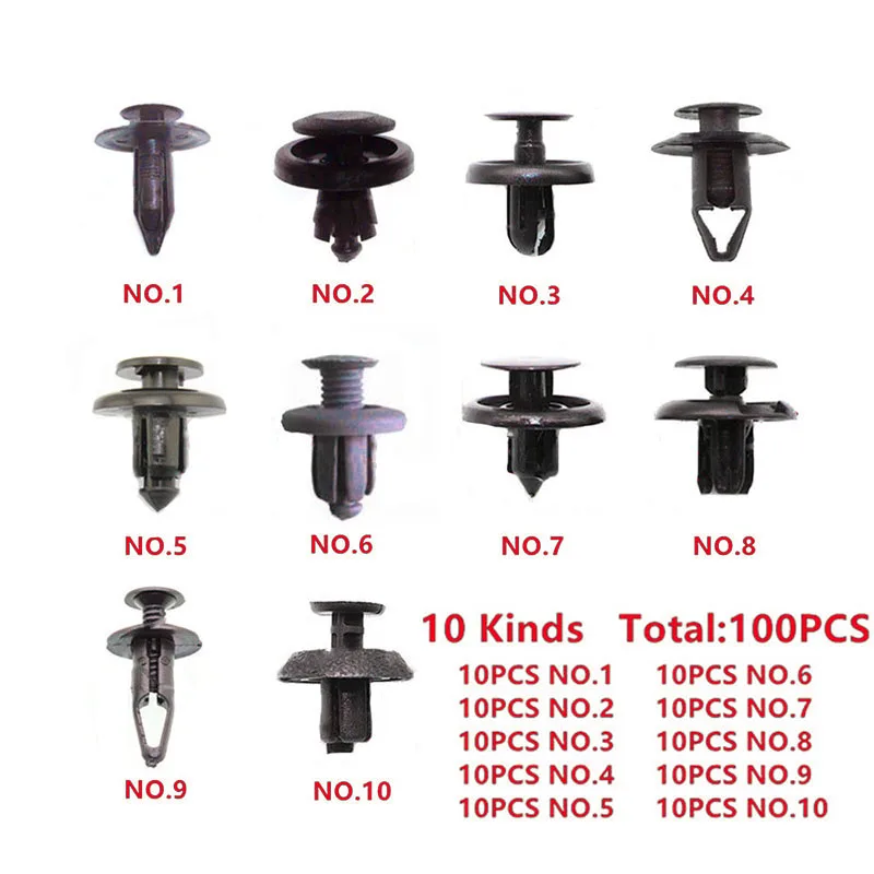 

Rivets Fastener Clips Screw Set Trunk Accessory 100pcs Auto Mixed Plastic