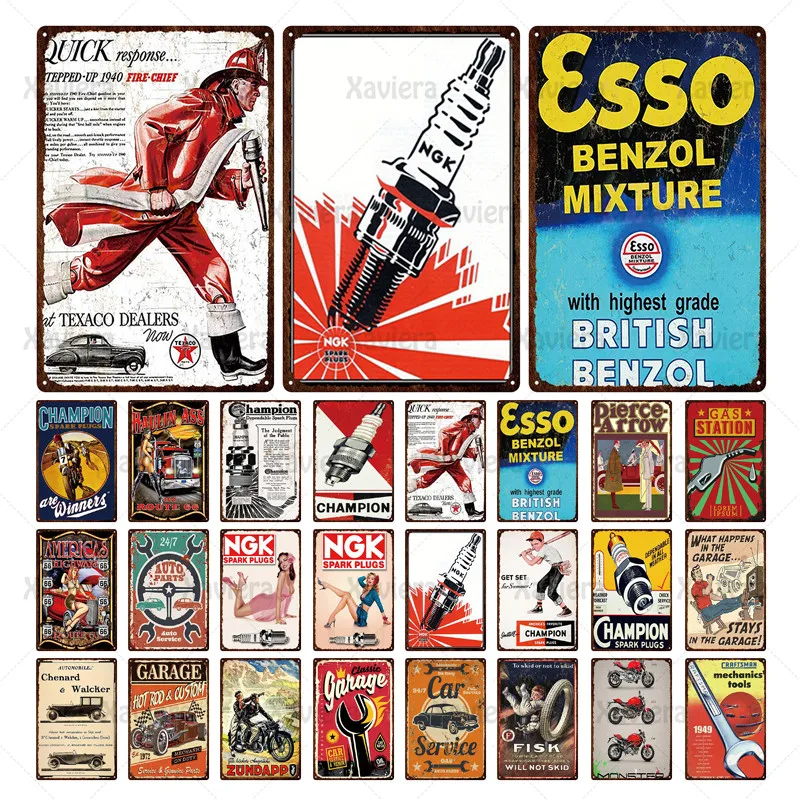 Ретро декоративная пластина металлическая авто ремонтный двигатель