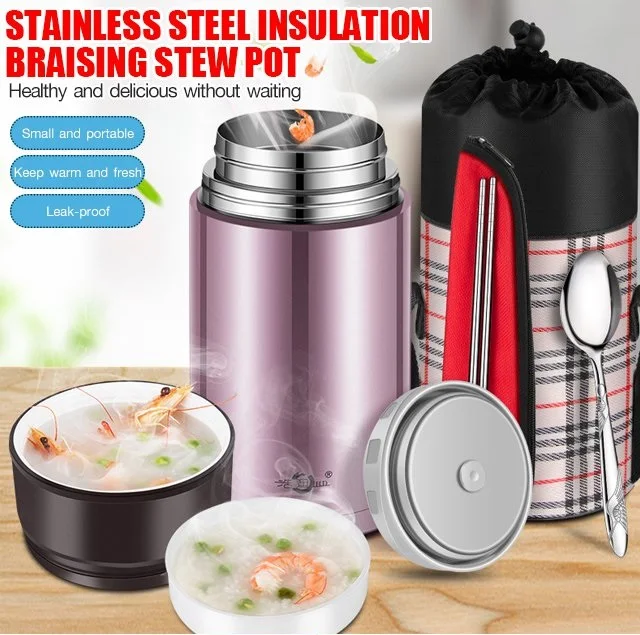 

Food Thermos 304 Stainless Steel Lunch Box 800ml Insulated Container Business Portable Picnic Noodles Tableware Bag Vacuum Jar