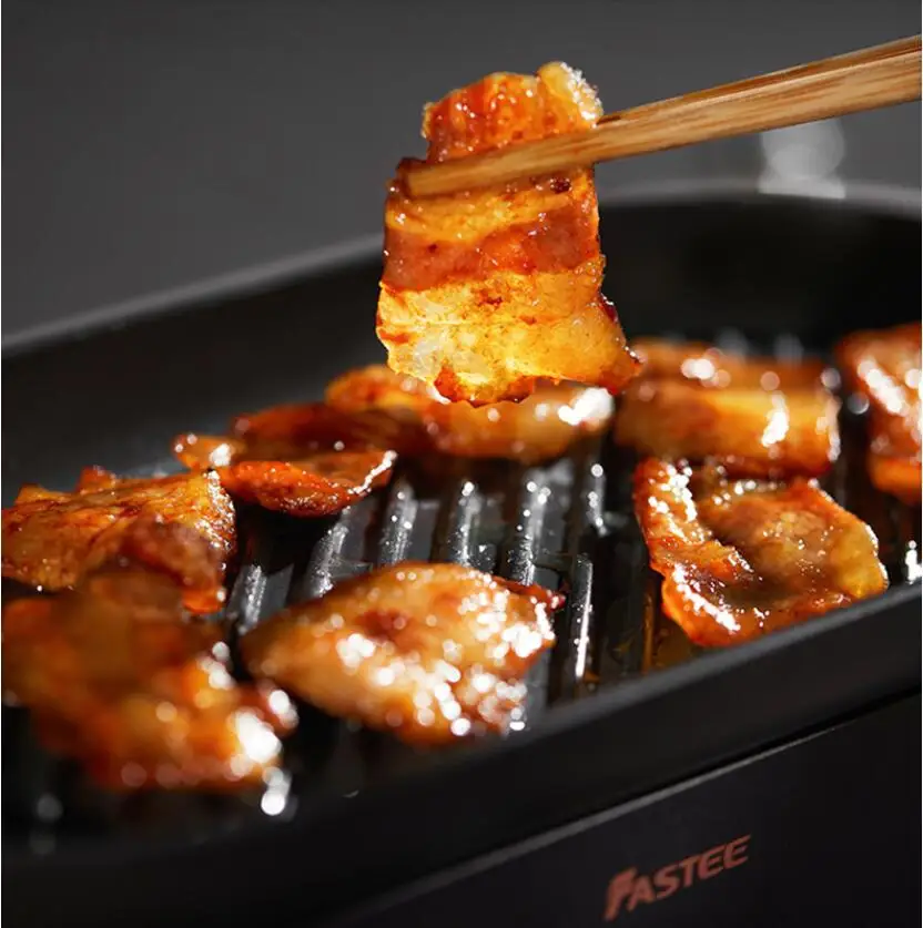 220v non stick electric barbecue grill smokeless household mini bbq food frying pot machine multi cooker free global shipping