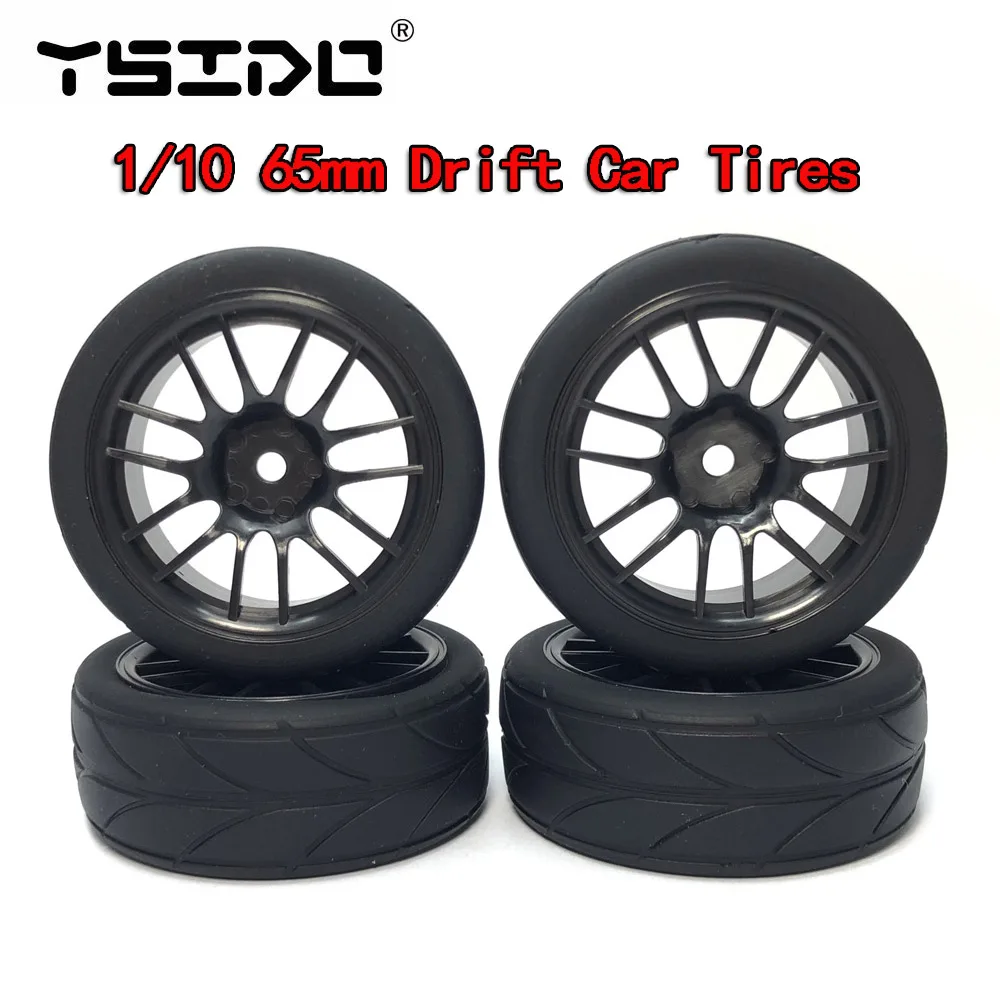 4Pcs 1/10 Drift Car Tires 26*65MM Plastic Wheel Rim Hard Tyre Hex 12MM for HSP Tamiya HPI Kyosho 94123 D3 D4 CS XIS TT02 2045