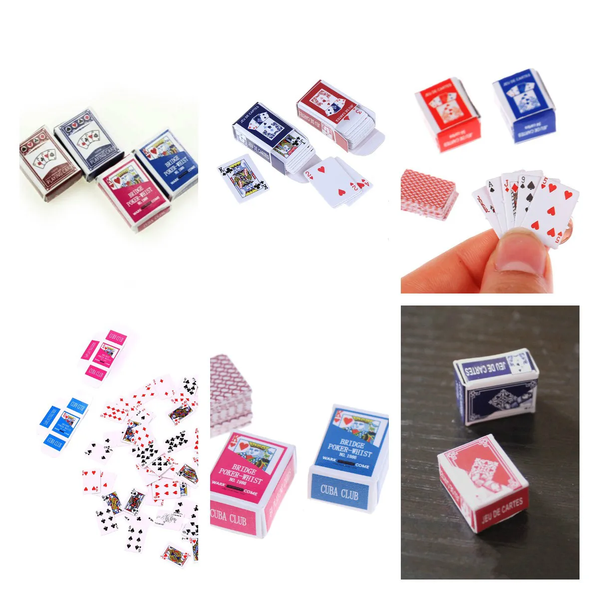 

1 Set 1:12 Cute Miniature Dollhouse Cute Mini Poker Playing Cards Style Random Mini Cute Doll House Poker