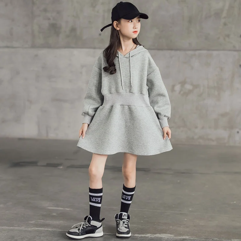 

8 10 years Girls Hoodie Dress Cotton Fall Winter Dresses New 2021 Children Teen Girls Clothes
