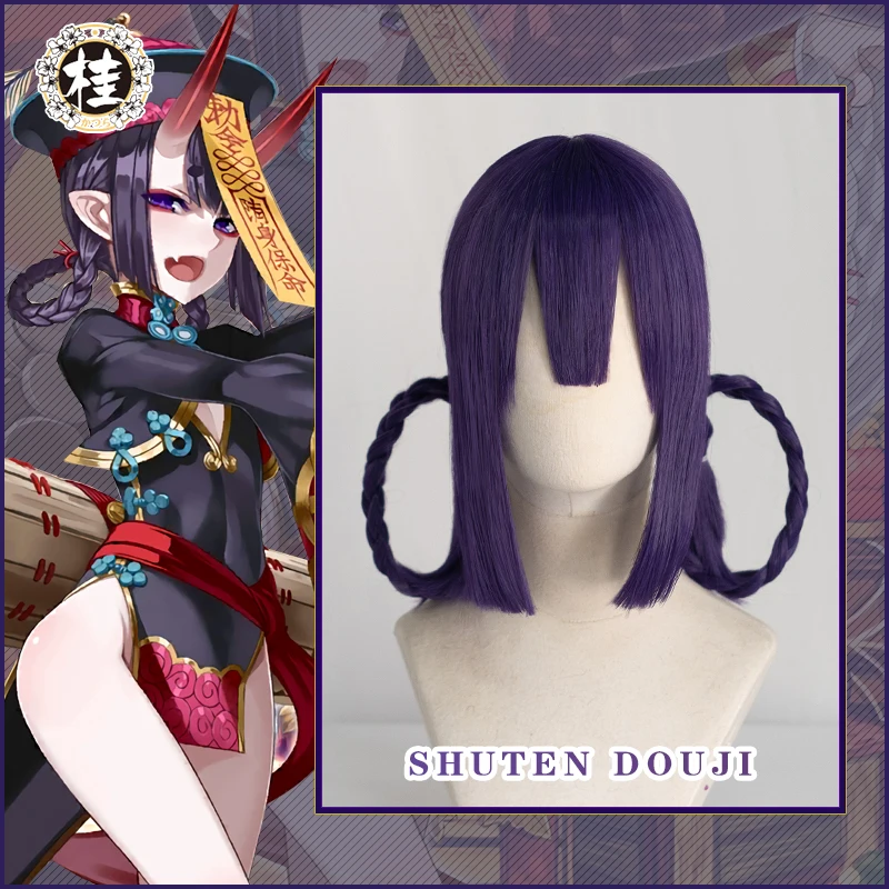 

UWOWO игра Fate Grand Order/FGO Heroic Spirit праздничная одежда: Shuten Dōji/Shuten Douji Косплей 35 см фиолетовый парик