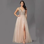 Элегантное ТРАПЕЦИЕВИДНОЕ Тюлевое платье для выпускного вечера с Стразы без рукавов с открытой спиной и V-образным вырезом для женщин вечернее платье платья для вечеринок