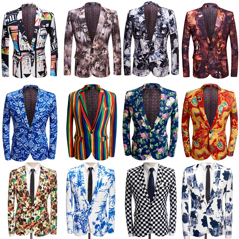 

2021 nova moda masculina casual boutique negócio casamento anfitrião emcee terno jaqueta/impressão digital blazers casaco