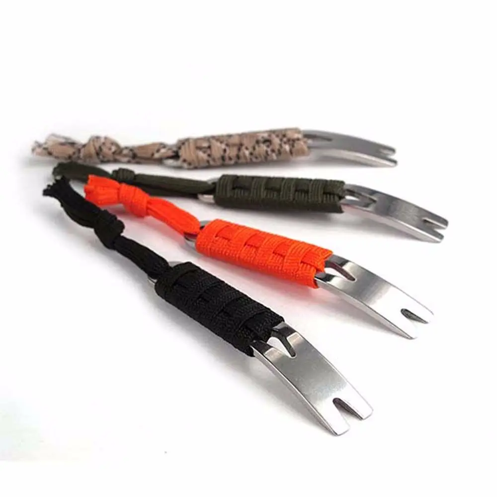 

EDC Outdoor DIY Parachute Small Pocket Stainless Steel Crank Scraper Crowbar Winding Pin Key Crowbar Multifunctional Tool