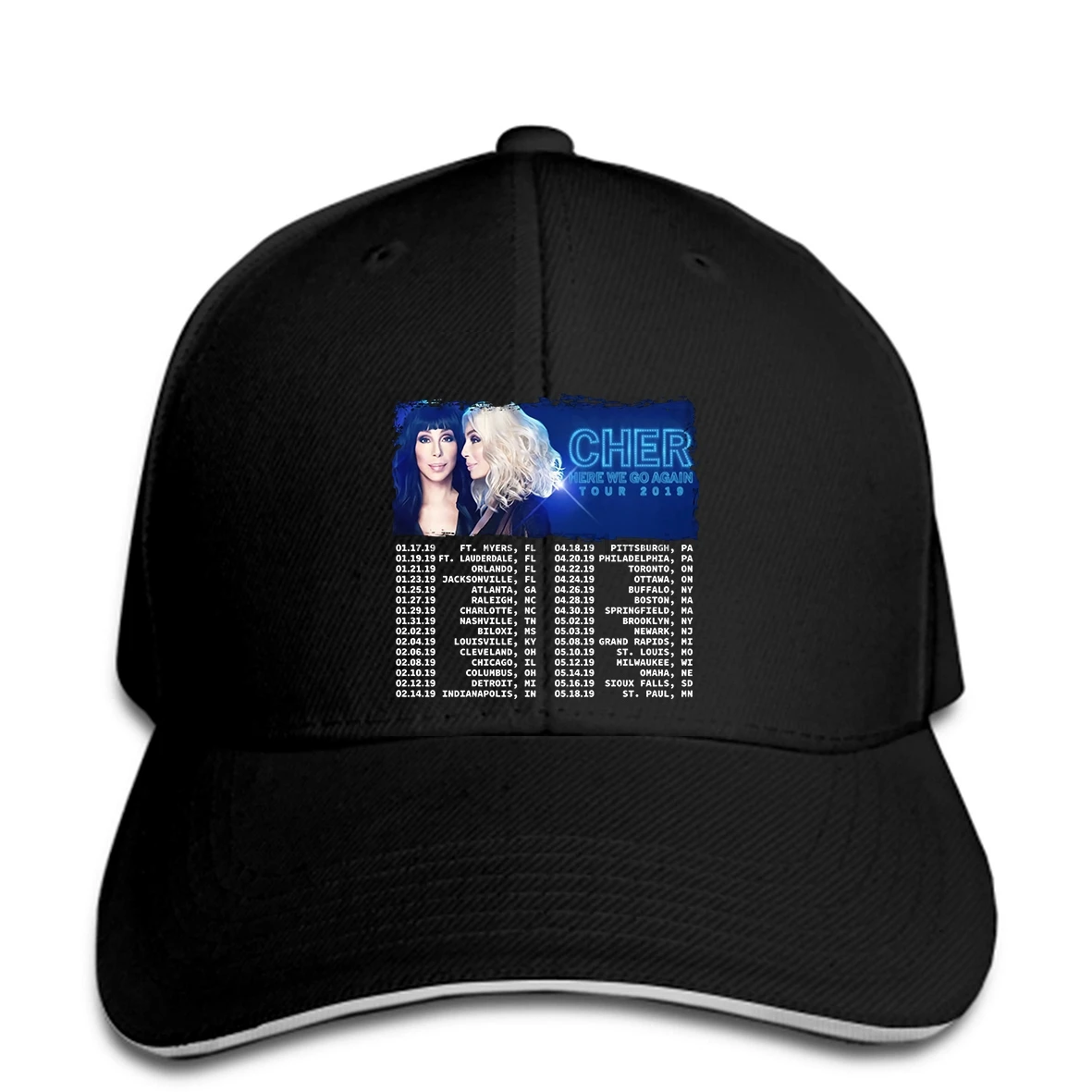 

Baseball cap POPULAR !! Cher Here We Go Again Tour Dates 2019 Black Baseball caps Men Woman1