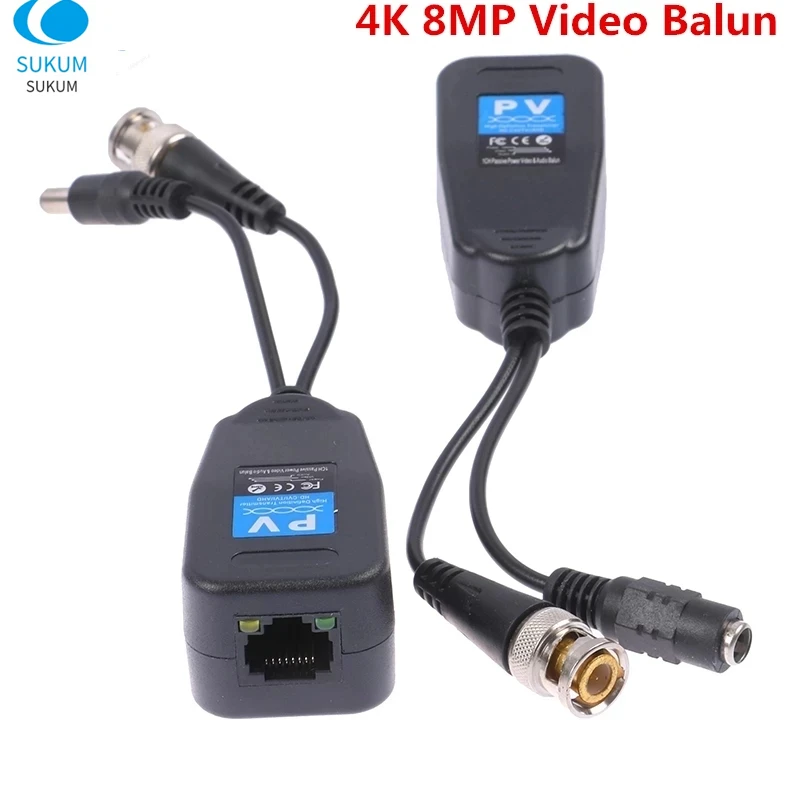 

4K 8MP CCTV HD RJ45 Video Balun DC + BNC Passive Twisted Pair Coax To CAT5e 6 Connector For AHD/CVI/TVI/CVBS Camera