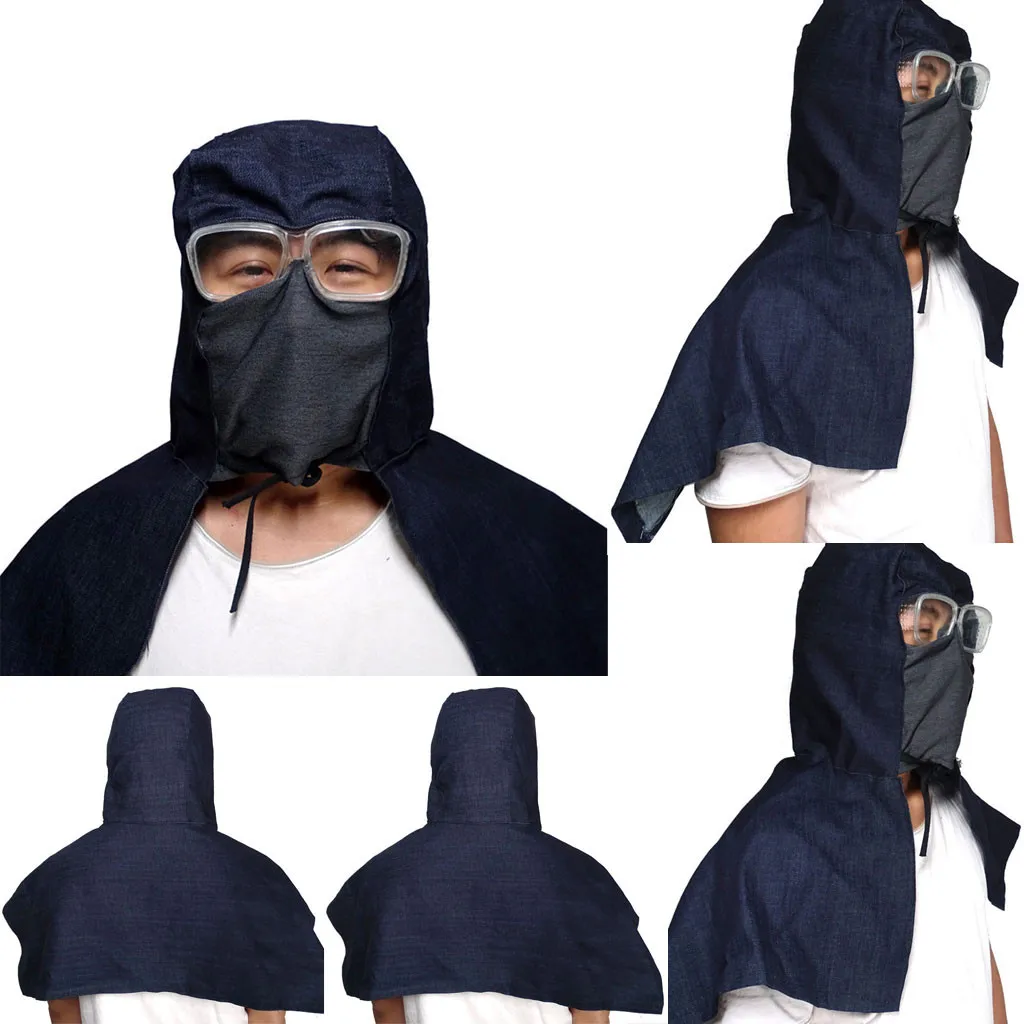 Маска для защиты от брызг капюшон из денима защитный однотонный слюнявчик полное