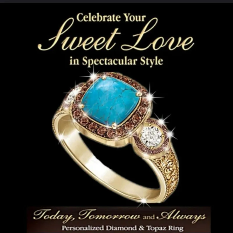 

Fashion Jewelry Rings, Blue pine stone lady's ring