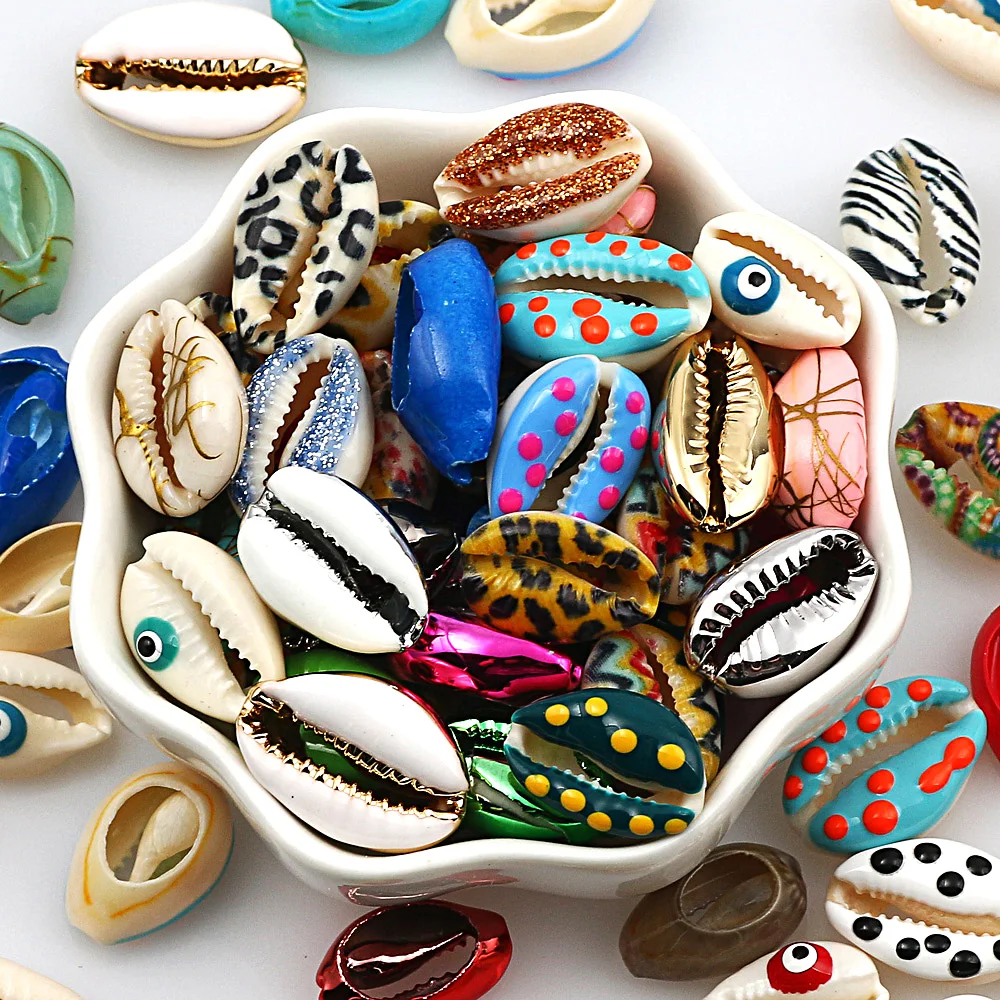 10 шт. ракушки из натуральных морских ракушек с цветочным принтом декоративные