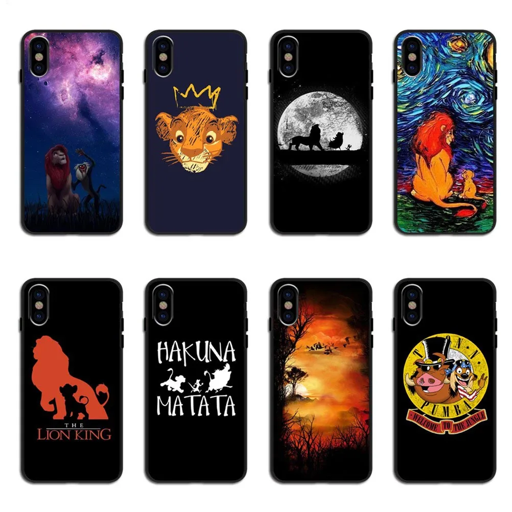 Мягкий силиконовый черный чехол для телефона Lion King nala simba timon iPhone 5 5S SE 6 6s 7 8 plus X Xs XR