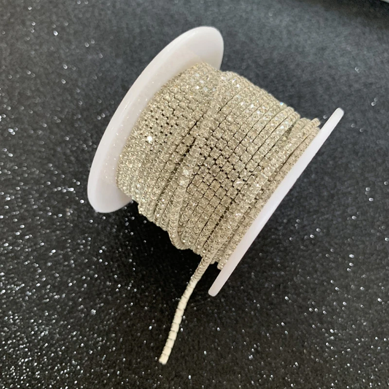 2 мм Цветные однорядные стеклянные стразы цепочка изумрудные Стразы diy свадебные