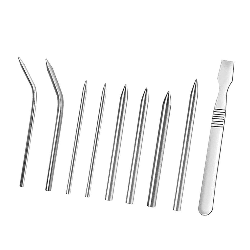 

9Pcs Stainless Steel Paracord Smoothing Kit Fid Lacing Stitching Weaving Needles