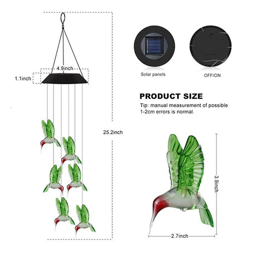 

LED Solar Light Color-Changing Wind Chime Lights Outdoor Yard Garden Decoration Solar Hanging Lamp for Window Party Patio