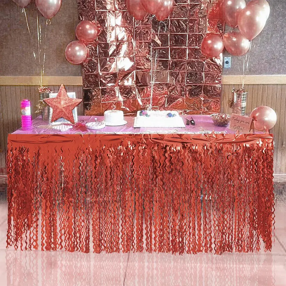 TPFOCUS Multicolor Glitter Spiral Tassel Curtains Bridal Shower Table Skirt for Wedding Birthday Baby Shower Party Decoration