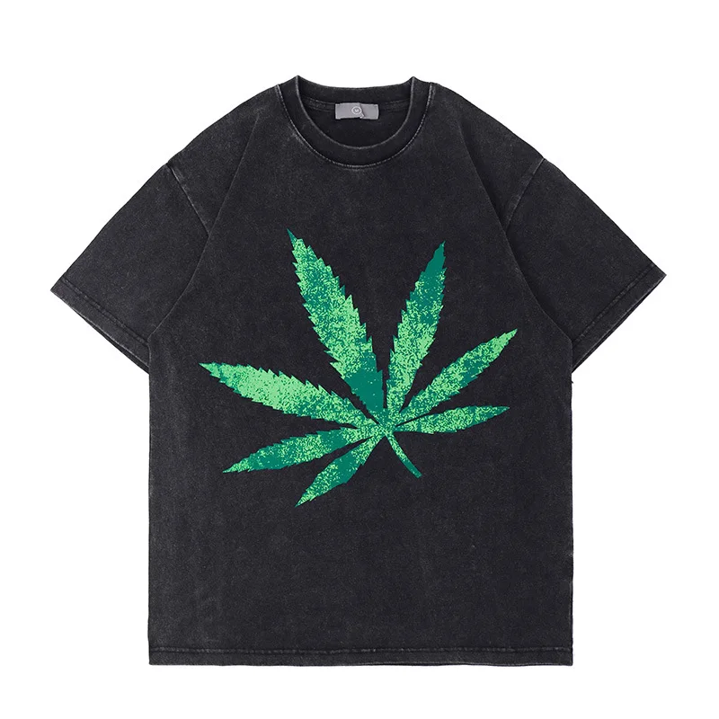 

Spring/Summer 2021 New tshirts Limited Apricot Leaf Printing Washing Water Old Round Neck Short Sleeve T-shirt Men clothing