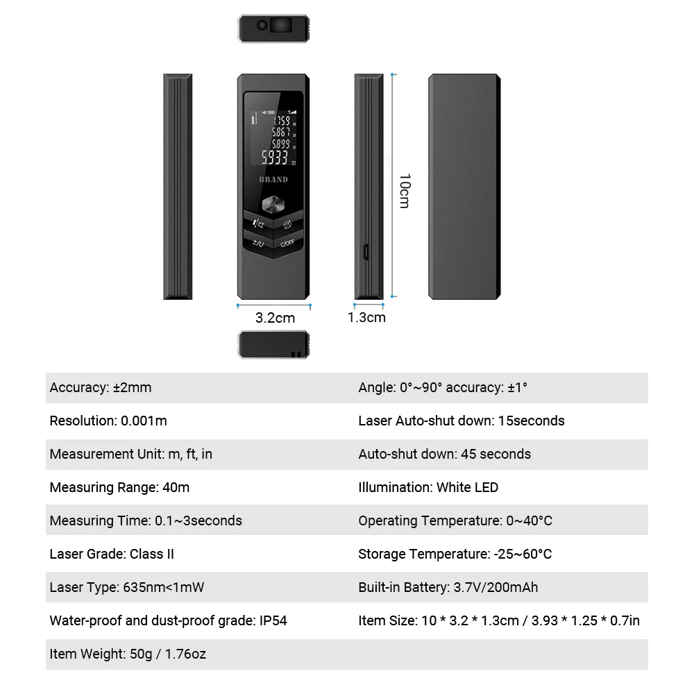 

Handheld Rangefinder Digital Distance Measuring Meter Laser Distance Meter Electronic Angle Horizontal Space Measurement Device