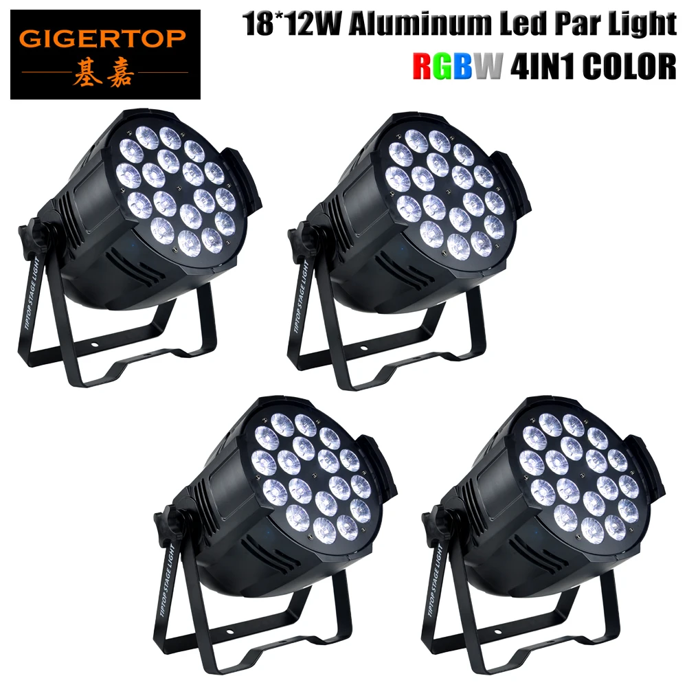 

TIPTOP Stage Lighting 4XLOT RGBW Aluminum 18 x 12W Led Par 64 Cans 4in1 Color Indoor DMX 4/8 Channels 220W Stage Wall Washer