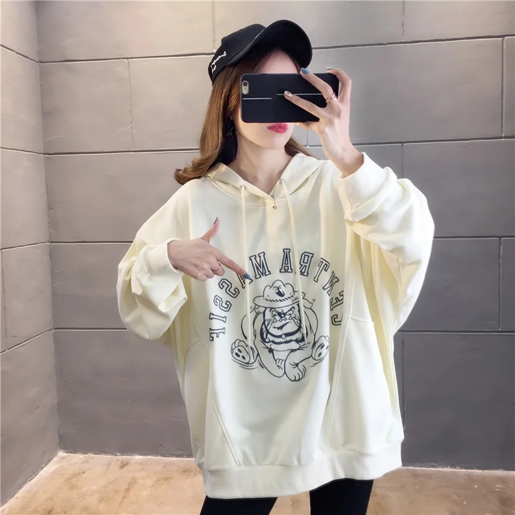 Повседневная Женская толстовка модная женская Свободная Толстовка с длинным