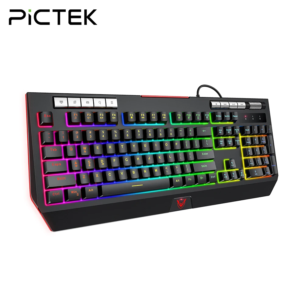 Механическая Проводная клавиатура PICTEK PC245 с RGB-подсветкой мембрана держателем