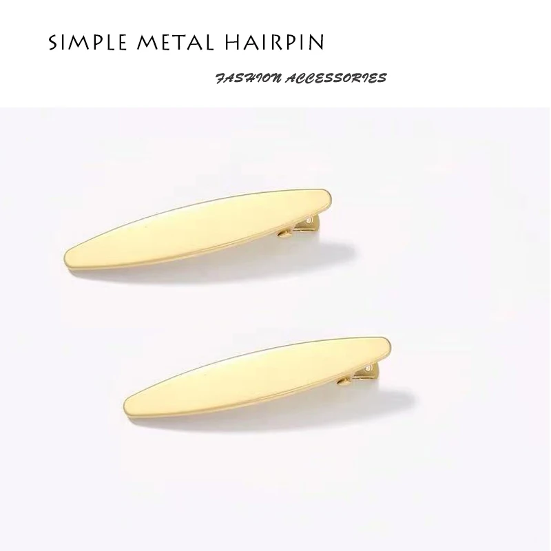 

ANNUOLA Retro Brushed Matte Metal Hairpin Simple Fashion Glossy One-Word Clip Bangs Duckbill Clip Female Accessories
