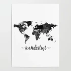 Настенный плакат на холсте, украшение для дома черного и белого цвета, HD картина, модульная карта мира, для гостиной