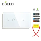 Переключатель BSEED, 2 комплекта, 1 комплект, одинарная линия под напряжением, стандарт ЕС, Wi-Fi, 3 цвета, стеклянная панель для умного дома, для России, работает с Tuya
