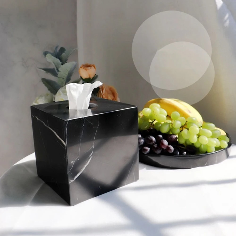 Free shipping Natural Stone Marble Tissue Box Holder with Removable Transparent Bottom | Дом и сад