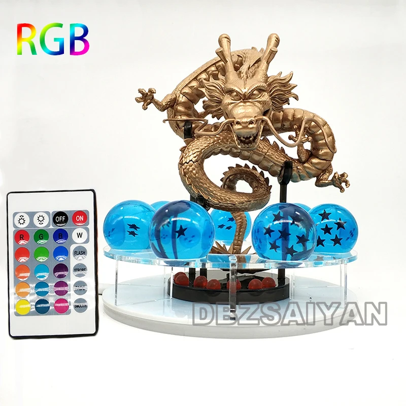 rgb lamp blue ball3 15 см Dragon Ball Shenron figulas прикроватная лампа Dragon Ball Z рисунок ночной Светильник Shenlong+ 7 шт 3,5 см шарики+ акриловая полка DBZ - Цвет: rgb lamp blue ball3