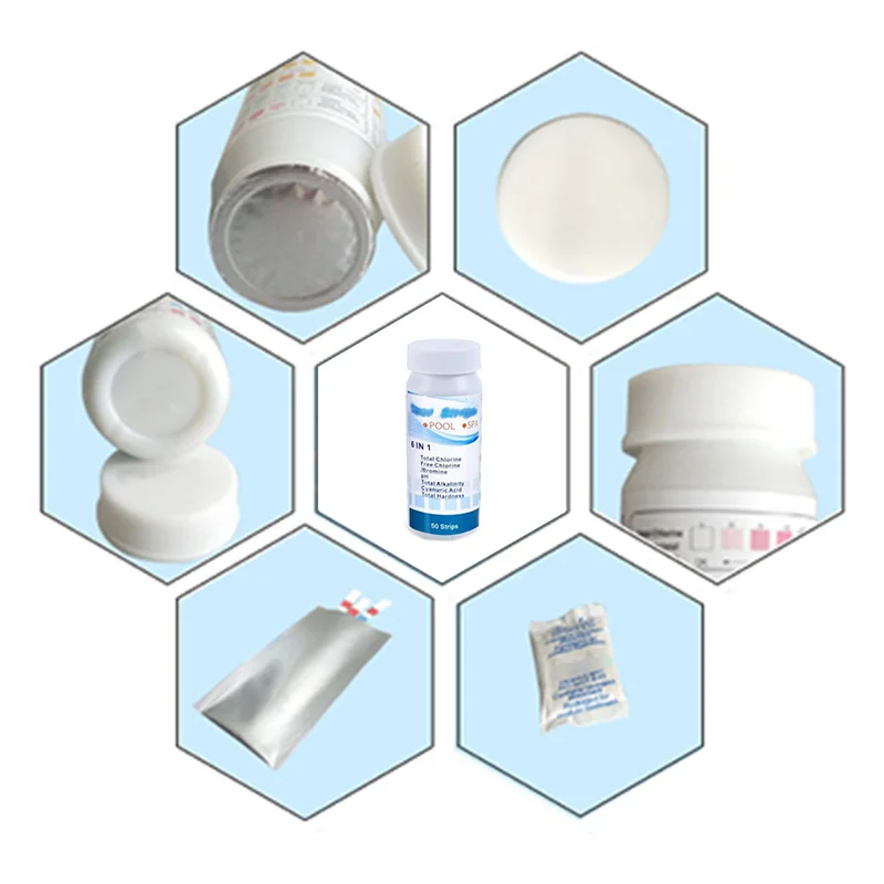Тестовая Бумага 6 в 1 для бассейна измеритель значения остаточного хлора PH