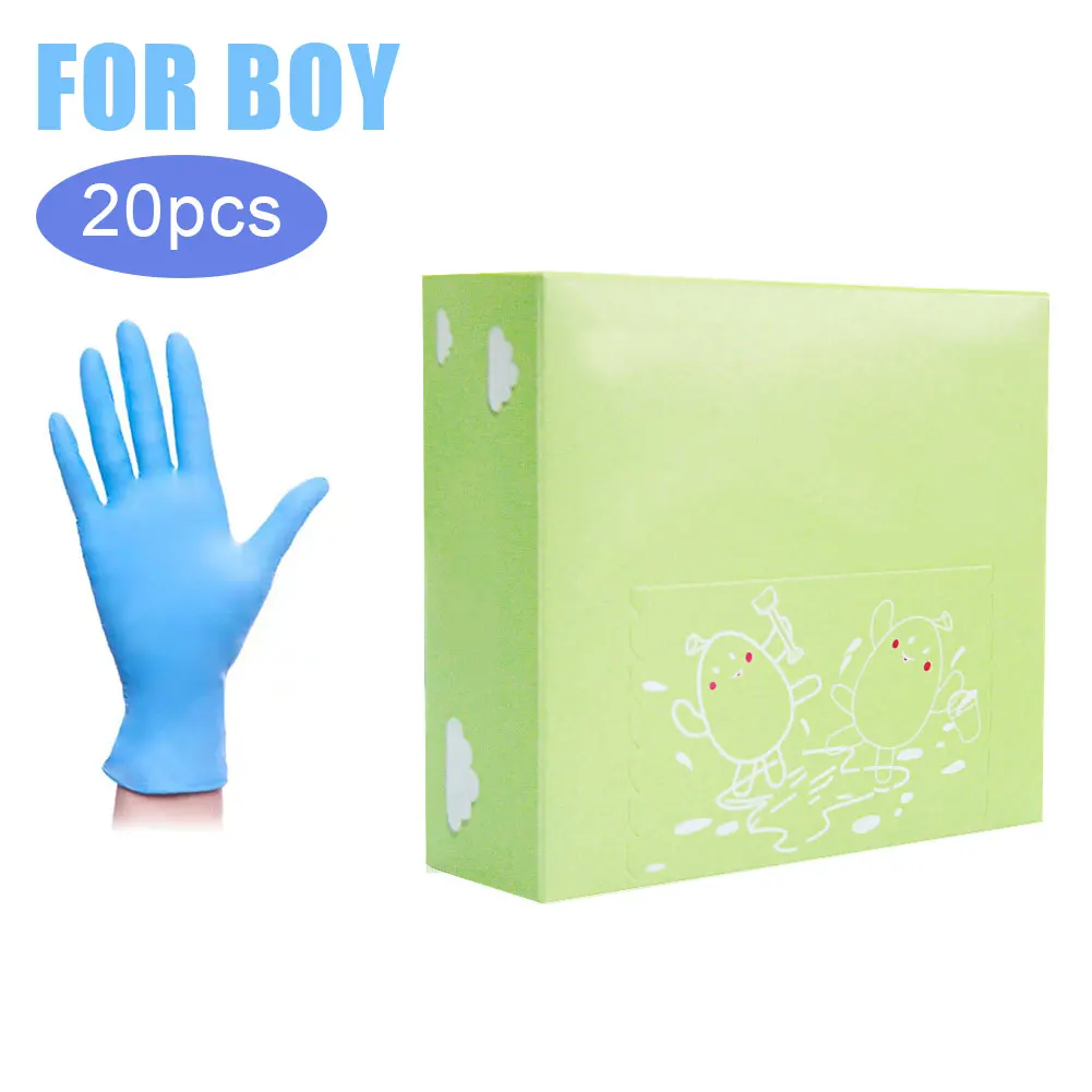 20PCS Children Disposable Nitrile Gloves Kindergarten Graffiti Painting Pinch Mud Girls/Boys Tight Short |